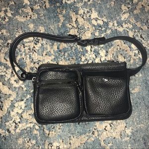 Black Faux Leather Fashion Fanny Pack